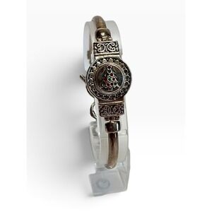 Magnetic Button Bracelet Womens Silver Tone Christmas Filigree